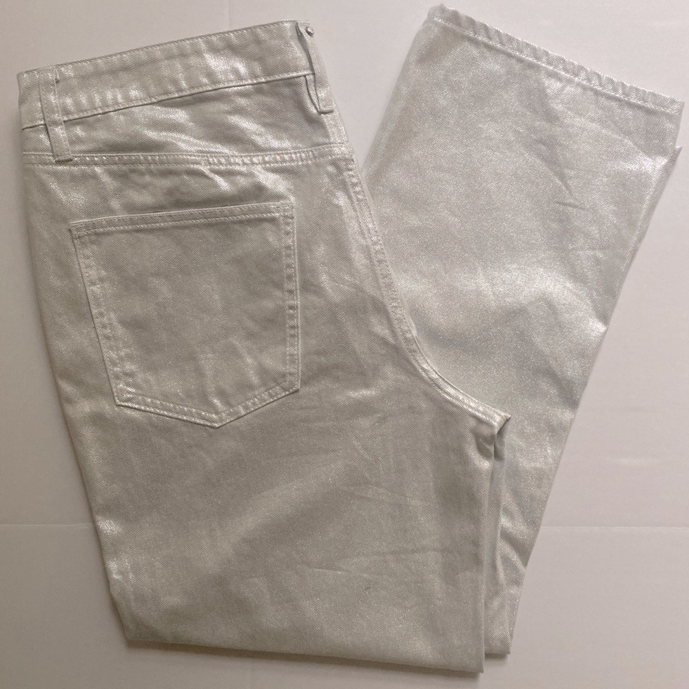 Rebecca Minkoff Women's Metallic Silver Jeans Size 14 NWT 100% Cotton Trendy Y2K - Picture 7 of 16
